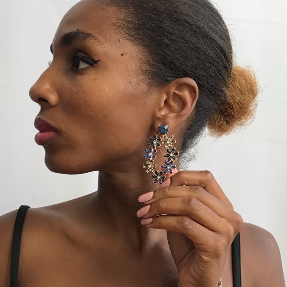 Flower Gold-Tone Drop Earrings - Picture 15 of 15
